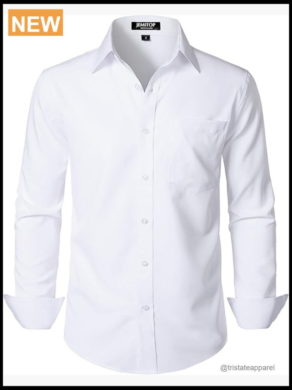 Men's Stretch Regular Fit Long Sleeve Button Down Dress Shirt with Pocket